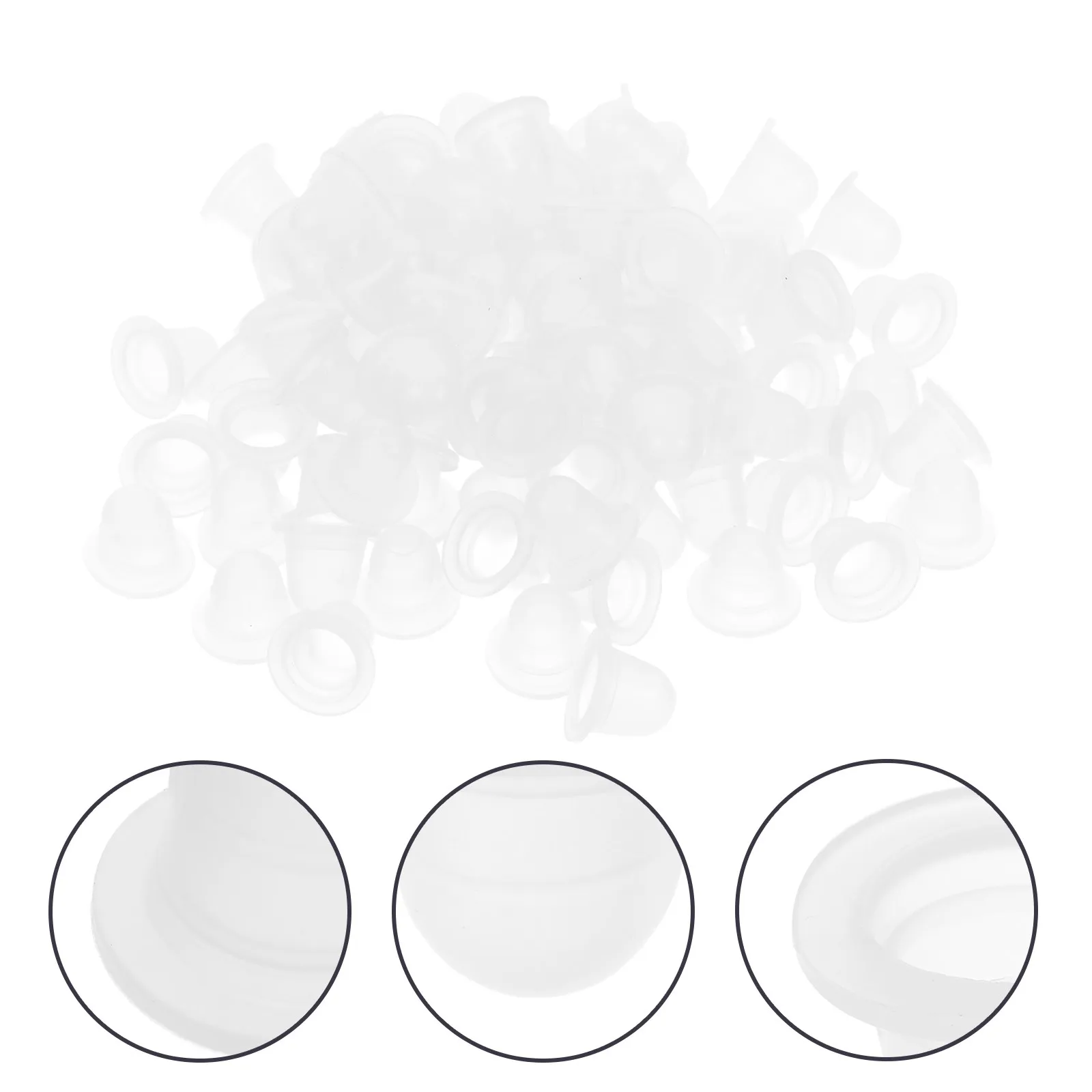 100Pcs Makeup Ink Cups Clear Silicone Disposable Caps for Pigment Tattoo Eyelash Extension Tools Kits Supplies