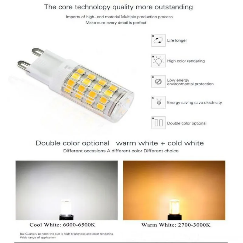 G9 Ceramic Led Lamp Bulb No Flicke 220V 3W 5W 7W 9W 12W SMD2835 LED G9 Bulb Light 360 Degree Beam Angle Led Spotlight Lamps