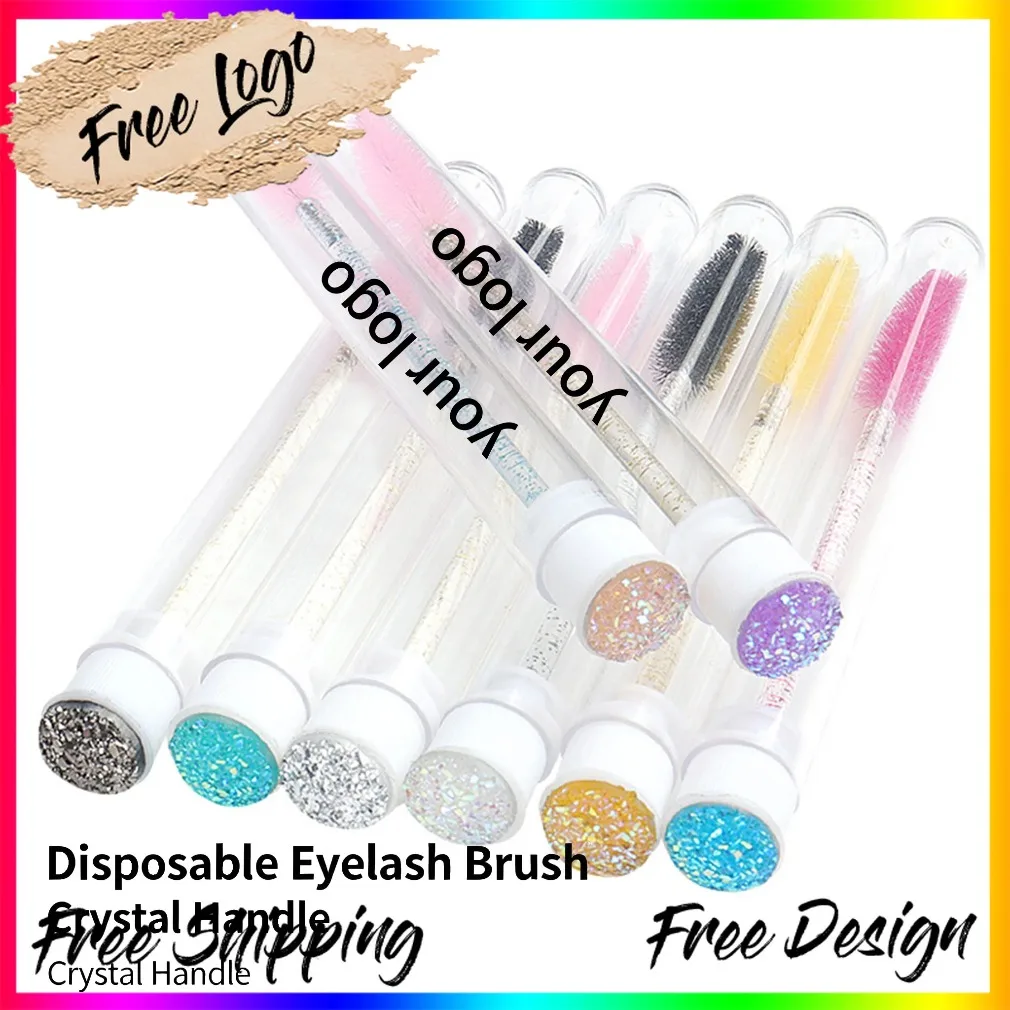 Premium Crystal Diamond Wand Disposable Lash Brush Applicator Private Label Custom Logo Vegan Makeup Brushs Wholesale