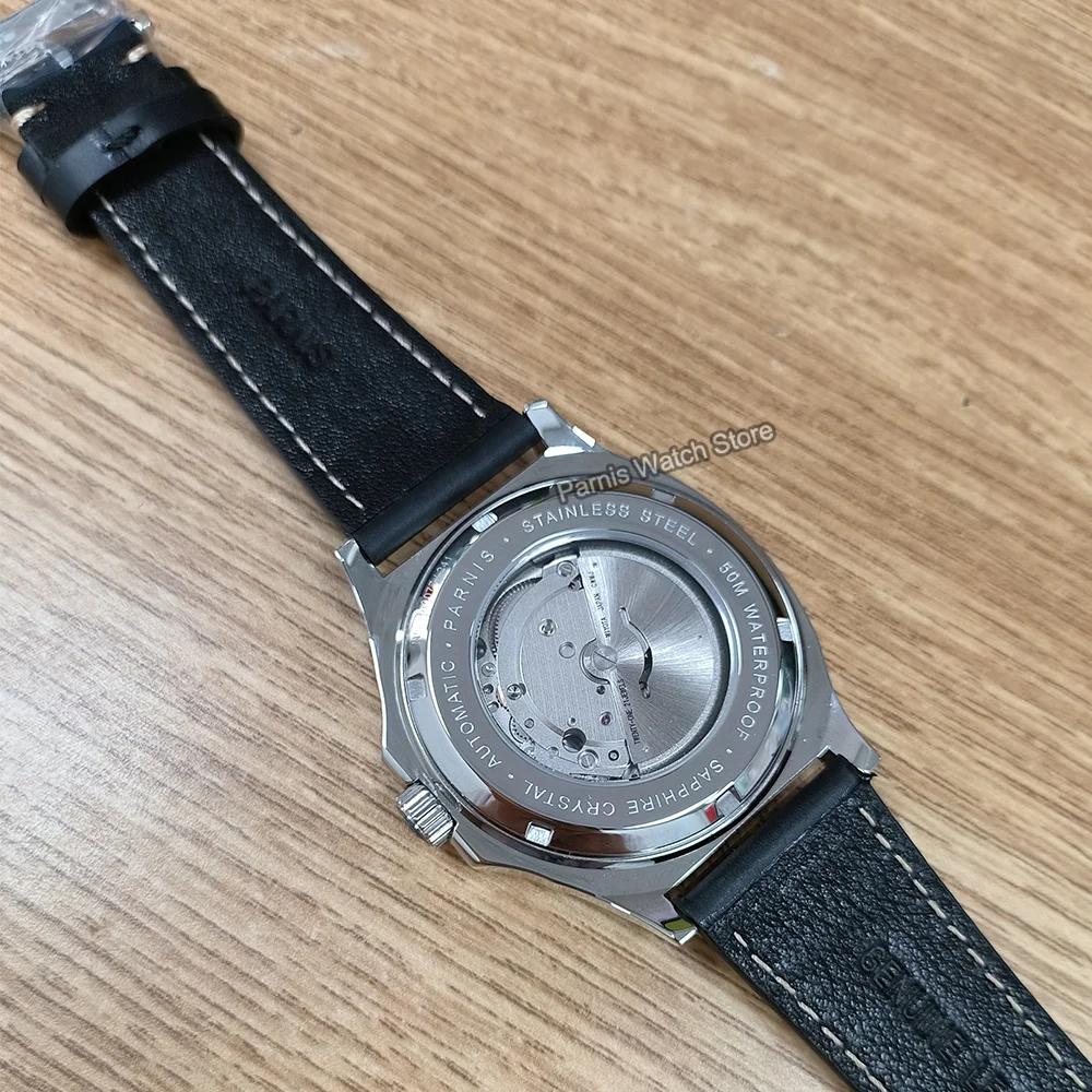 Parnis 42mm szafirowy kryształ Miyota8215 automatyczny męski chłopiec zegarek mechaniczny świecący znak