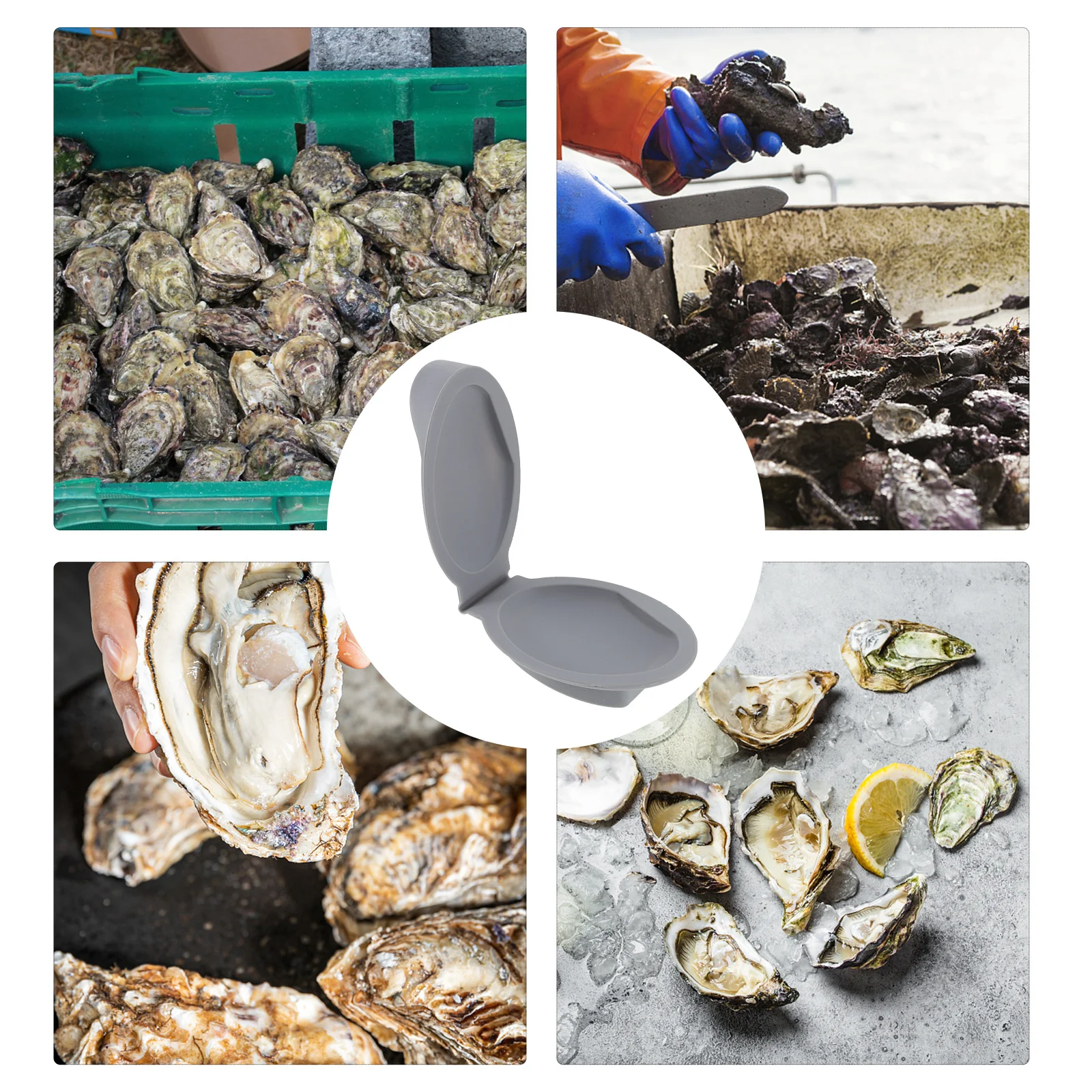 Soporte para descascar ostras, herramienta de silicona Premium, diseño ergonómico para abrir ostras, palmas, vieira, mariscos, abridor, barra de cocina, 2 uds.
