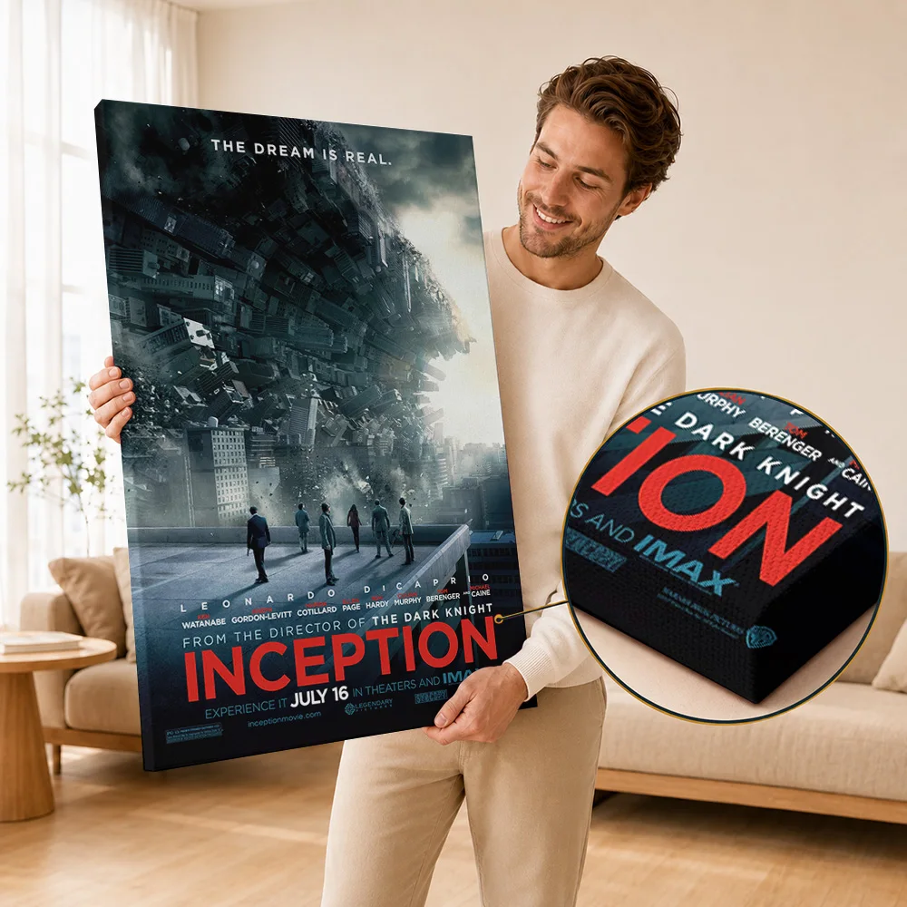 Inception Framed Canvas Print Poster Customized Photo Epic Science Fiction Cinema Style Canvas Wall Art For Bedroom Space Gift