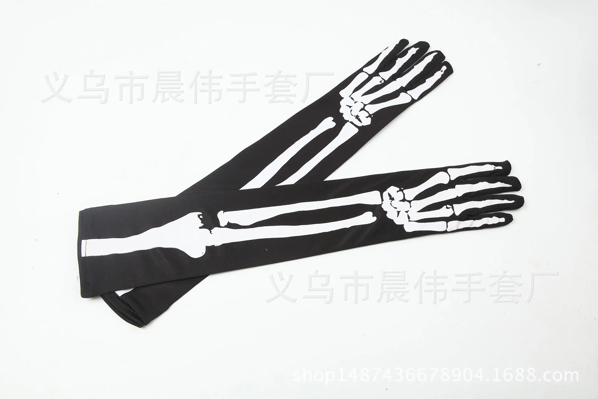 

Fashion women Men White Skeleton Gloves Halloween Cosplay Costume Accessories Ghost Bone Gloves Mittens 50cm