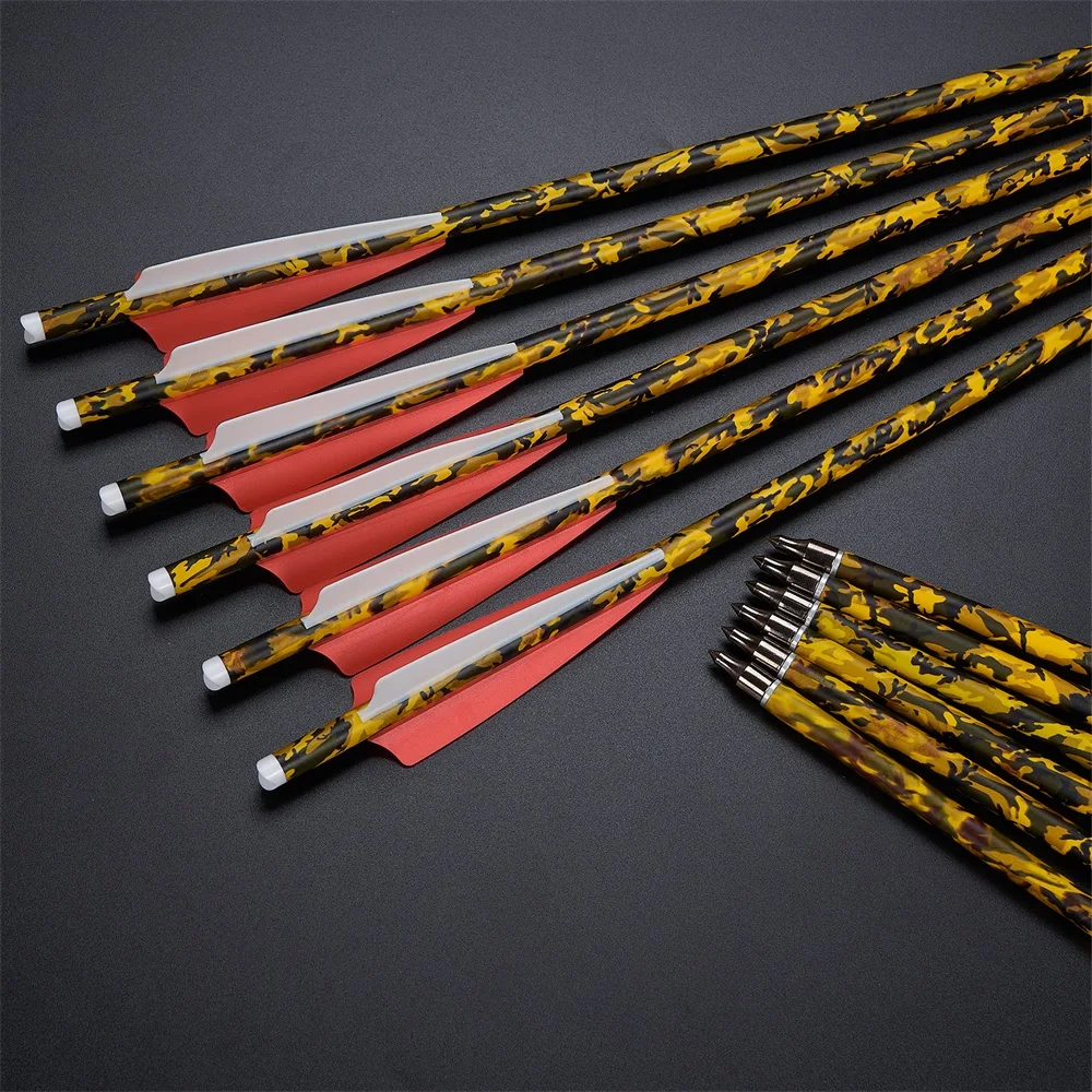 20inch Archery Arrows 6/12/24pcs Camouflage Carbon Arrow Diameter 8.8mm for Outdoor Hunting Shooting