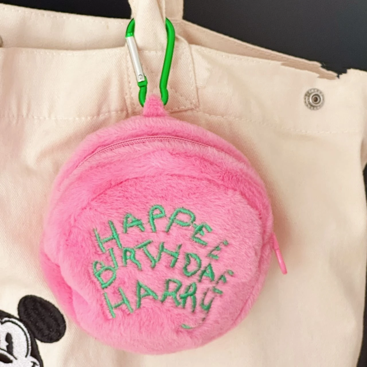 Pink Polka Dot Cute Plush Portable Wallet Mini Coin Purse Earphone Cable Organiser Coin Pouch Cake-Shaped Storage Bag