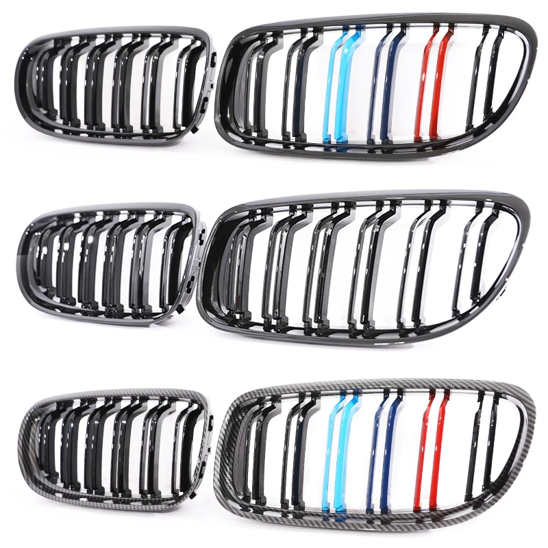 Carbon Fiber Print Grille Kidney Grill For BMW 3 Series E90 E91 LCI 2009-2012 LCI Gloss Black M Color Chrome Silver Double Slat