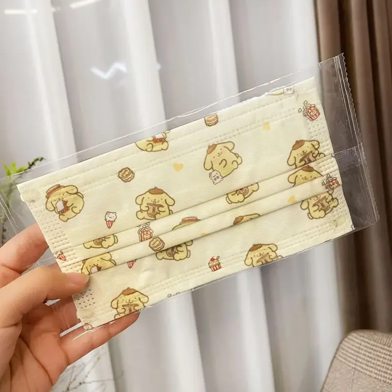 

Miniso 20 шт. PomPomPurin для взрослых, одноразовая защита от пыли, безопасная дышащая мультяшная аниме-украшение для лица
