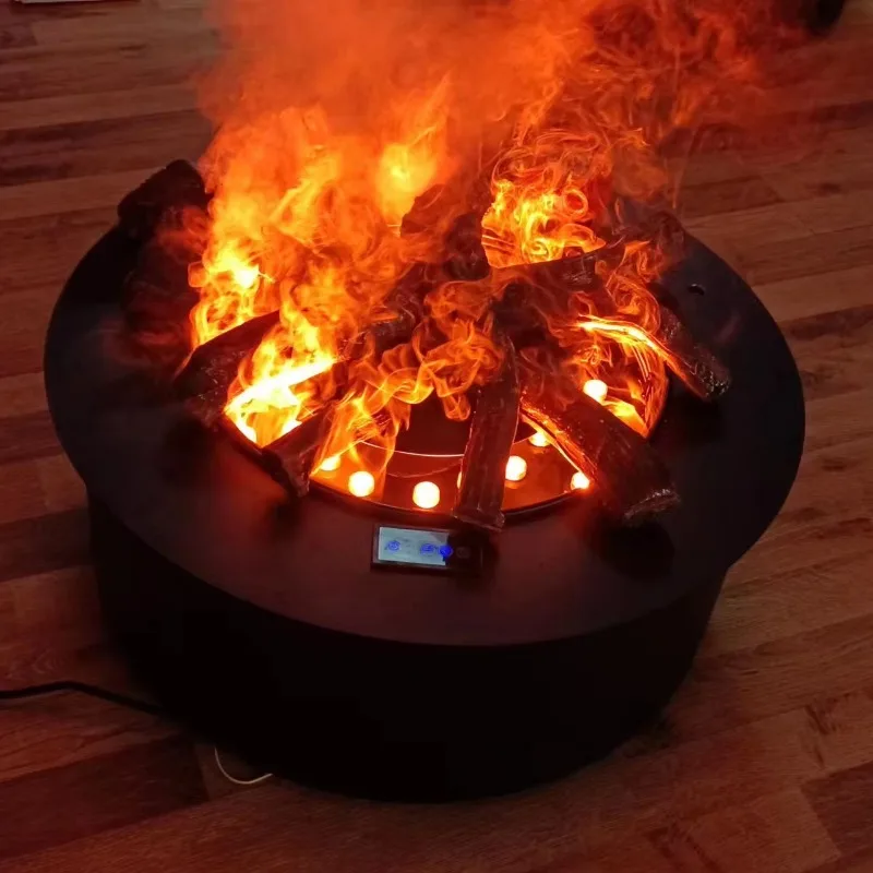 Freestanding Electric Metal Water Vapor Fireplace Adjustable Flame Brightness Energy-Saving Overheating Protection Modern Hotel