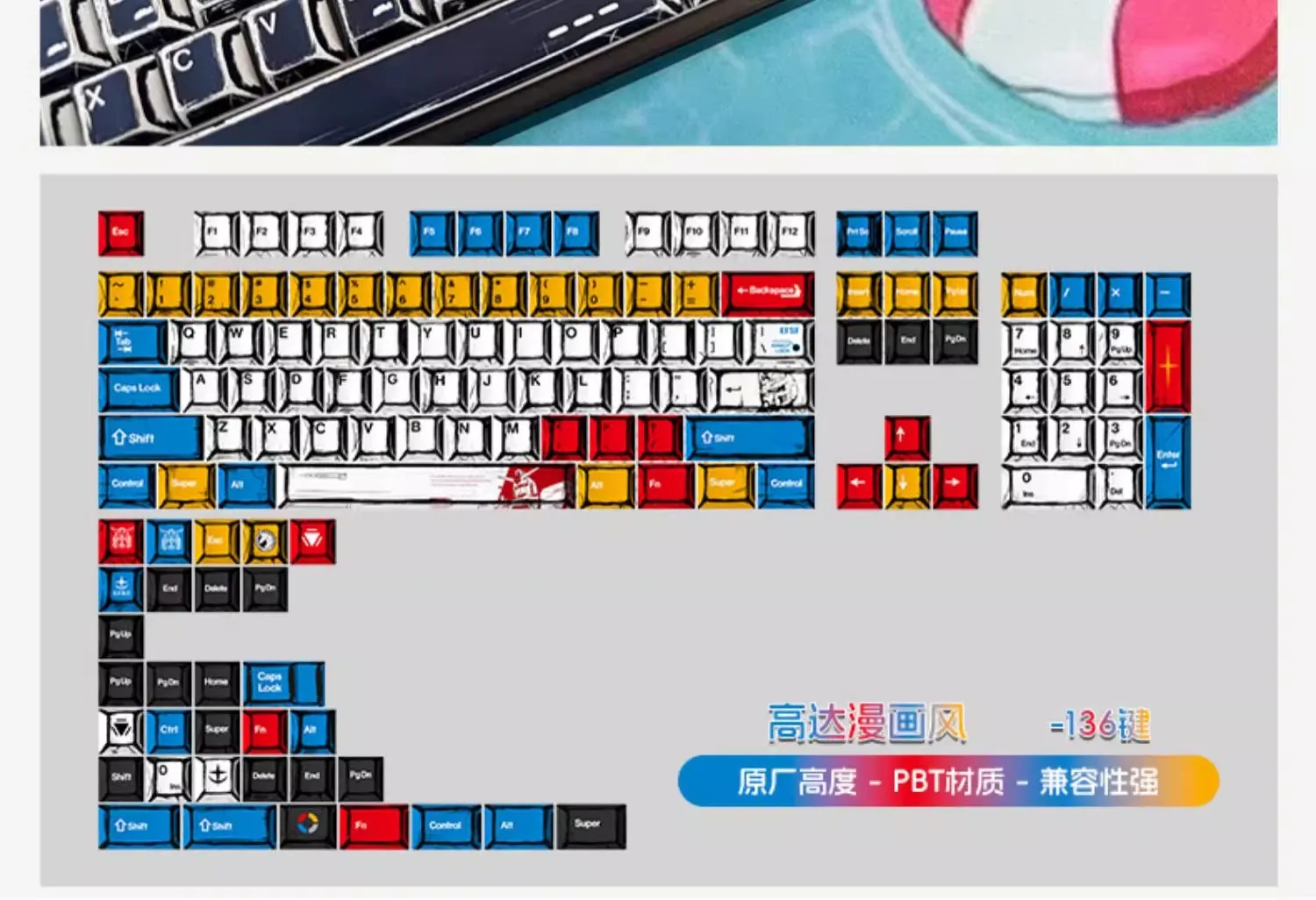 Copritasti per tastiera meccanica tema anime cartone animato manga sublimazione a caldo materiale PBT copritasti magnetici EVA01 EVA02 EVA