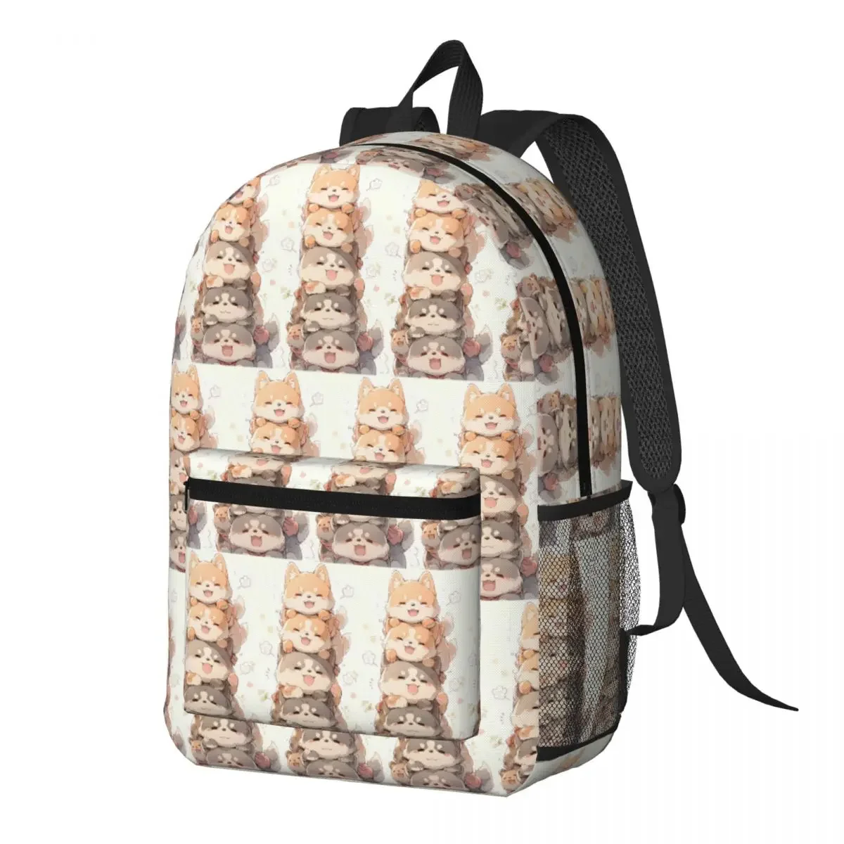 Three Shiba Inu Happy Skewer Print Backpack Daypack Large Capacity Kids BookBag School Bag Shoulder Bags for Men Women