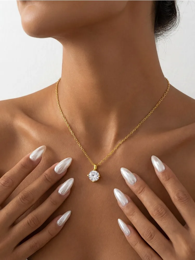 Neue Mode 1-3ct Zertifizierter Moissanit-Diamant Runder Anhänger Halskette für Damen Verlobungsschmuck – Detail 4