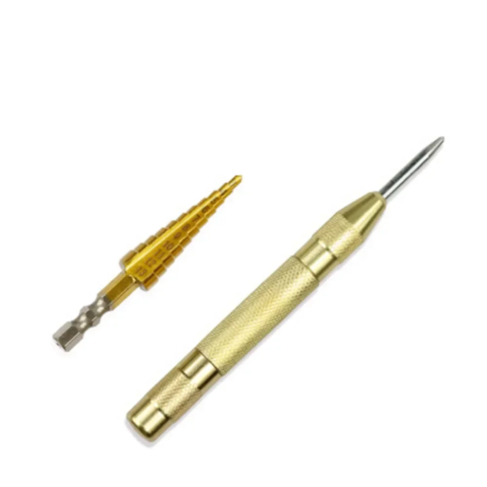 

4-12 mm High Speed Steel Step Drill Bit 5 Steps Cone Hole Grooves with the Center drill