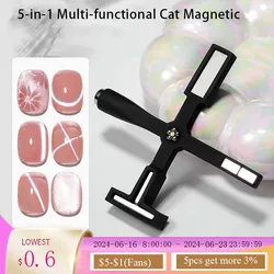 5 IN 1 Multi-function Nail Magnetic Stick With Sleeve Cat Magnet Board For Nail Gel Polish Line Strip Effect Nail Art Decal Tool