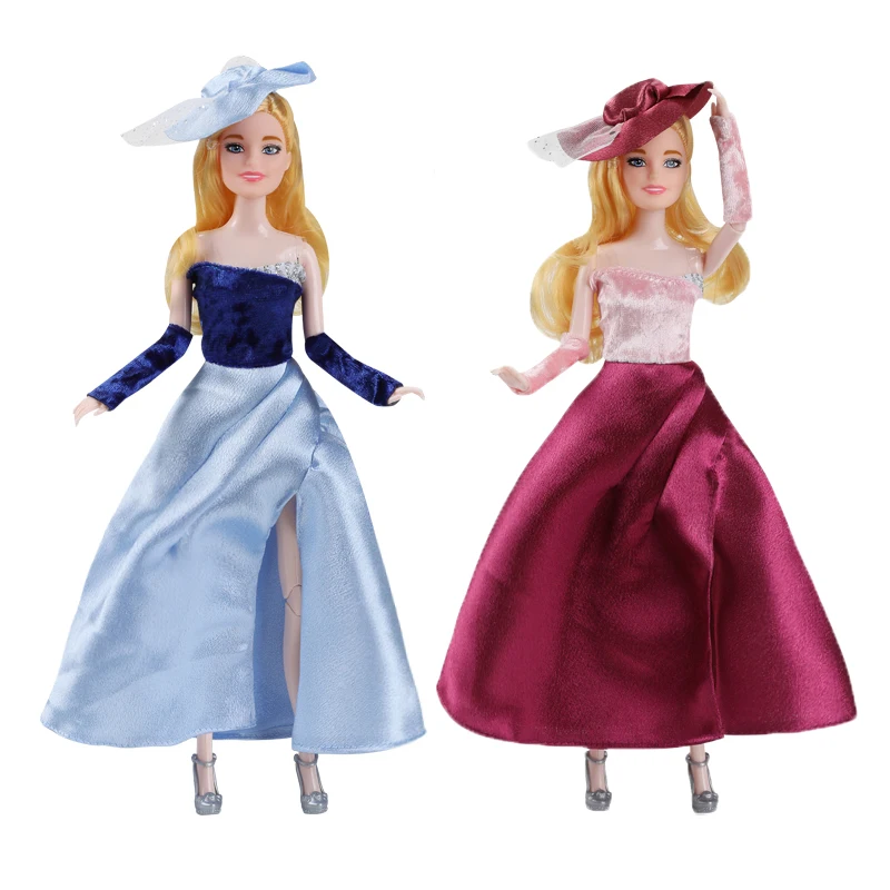 Vestido + Chapéu + Mangas para Boneca, Vestido Sem Alças, Luvas, Saia para Boneca de 30cm e Acessórios de Vestuário para Boneca BJD 1/6, Brinquedo para Meninas, Presente de Feriado