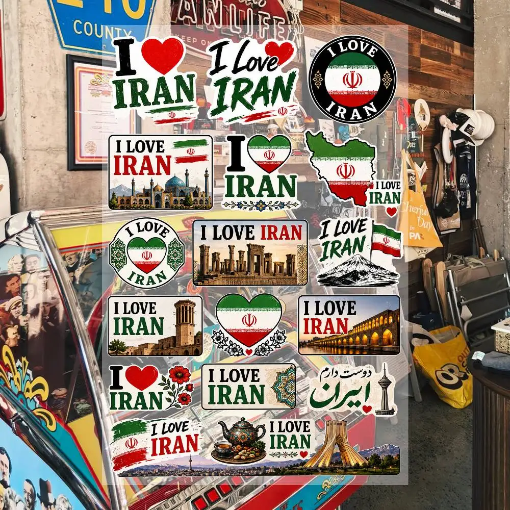 Ich Liebe Iran Ästhetische Graffiti-Aufkleber Wasserfeste PVC-Sticker für Auto Motorrad Skateboard Helm Notizbuch