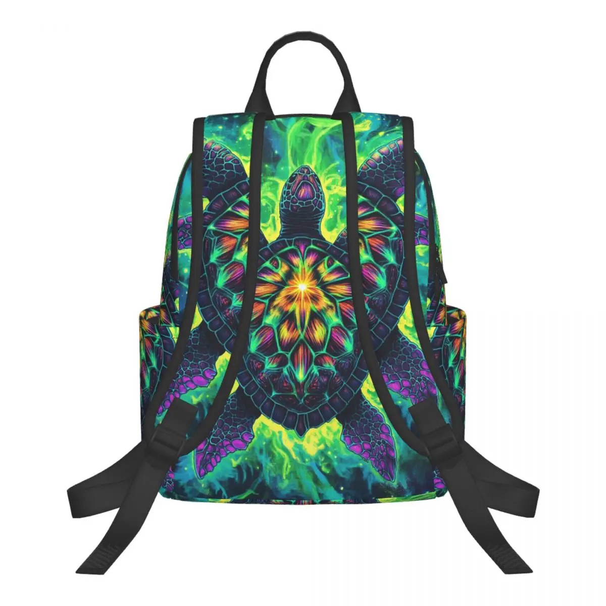 Fluorescent Cartoon Turtle Student Backpack School Bag Hiking Travel Daypack for Boys Girls Bookbag Shoulder Bags