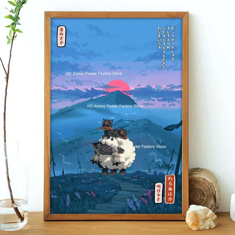 Kawaii Pokemon Eevee Poster Squirtle Bulbasaur Canvas Painting Japanese Anime Wall Art Prints Living Room Decor Home Decor