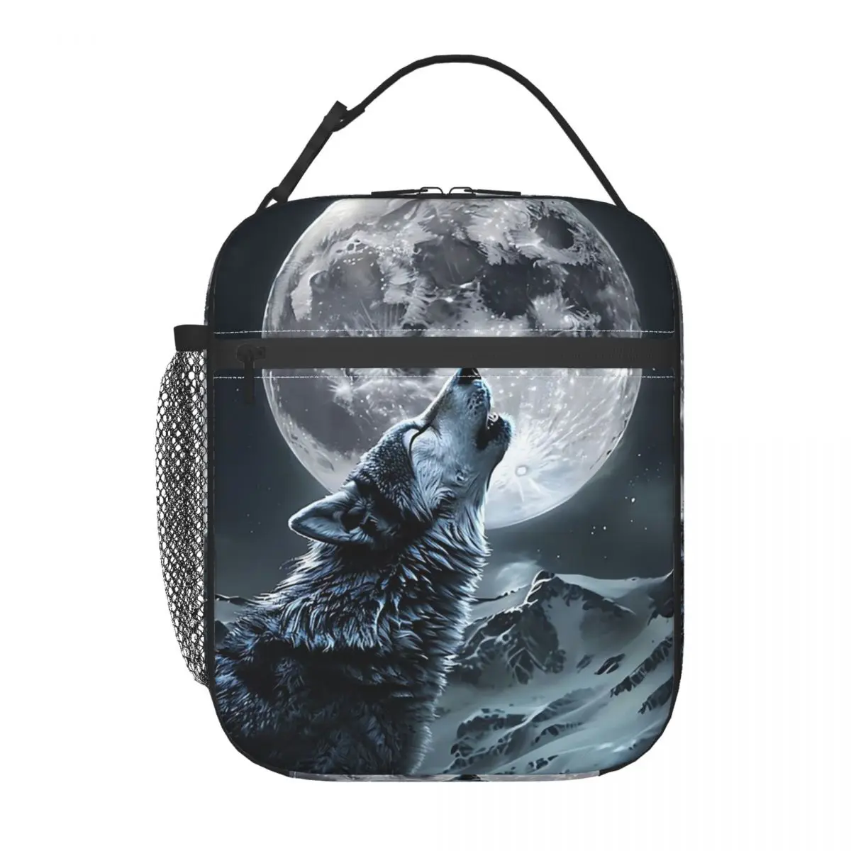 Howling Wolf Under The Moonlight Print Insulated Lunch Bag for Women Children Leakproof Food Boxes Thermal Lunch Box Tote