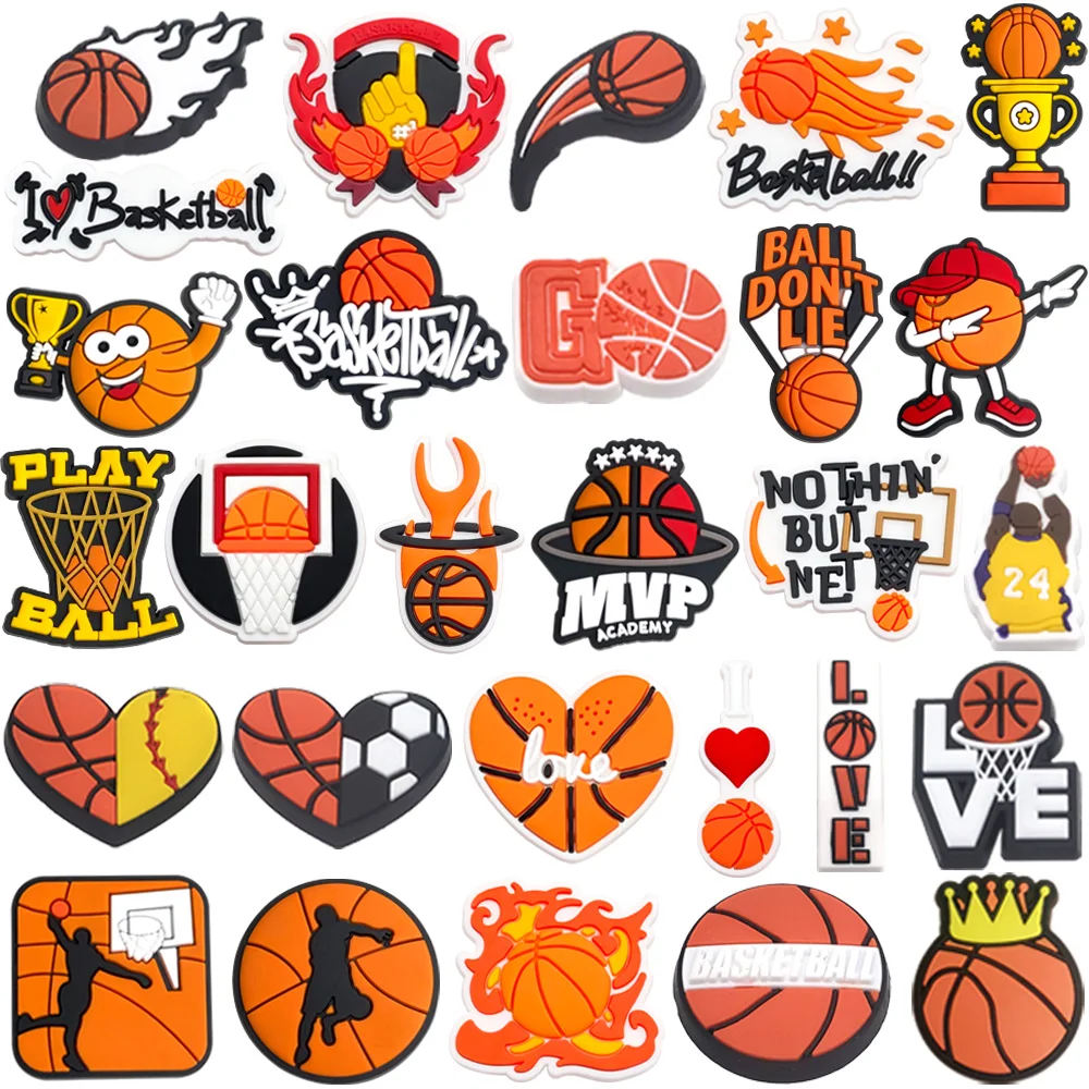 9-28PCS Sports Basketball Football Baseball Shoe Charm Mix Wholesale PVC Decor Buckle Detachable DIY Waterproof To Xmas Gift