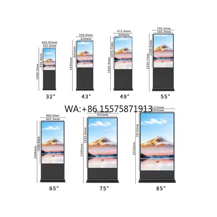 55 Inch Ultra-Thin Indoor Digital Signage Windows Android Touch Screen Kiosk Totem Display Floor Standing Advertising