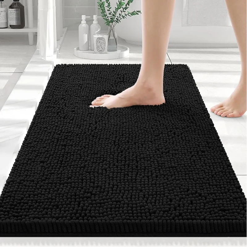 Chenille Bath Rug 30''x20'', Extra Soft and Absorbent Shaggy Bathroom Mat Rugs, Machine Washable, Non-Slip Plush Carpet Runner