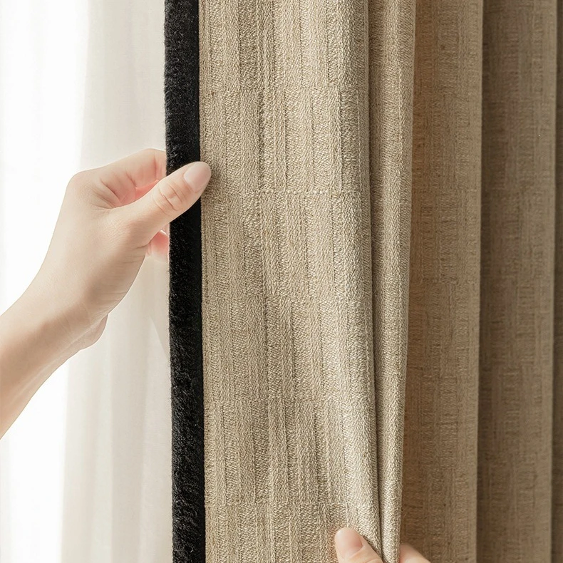 Custom Size Linen Semi-shading Simple Chinese Style Light-transmitting and Opaque Curtains for Living Dining Room Bedroom Window