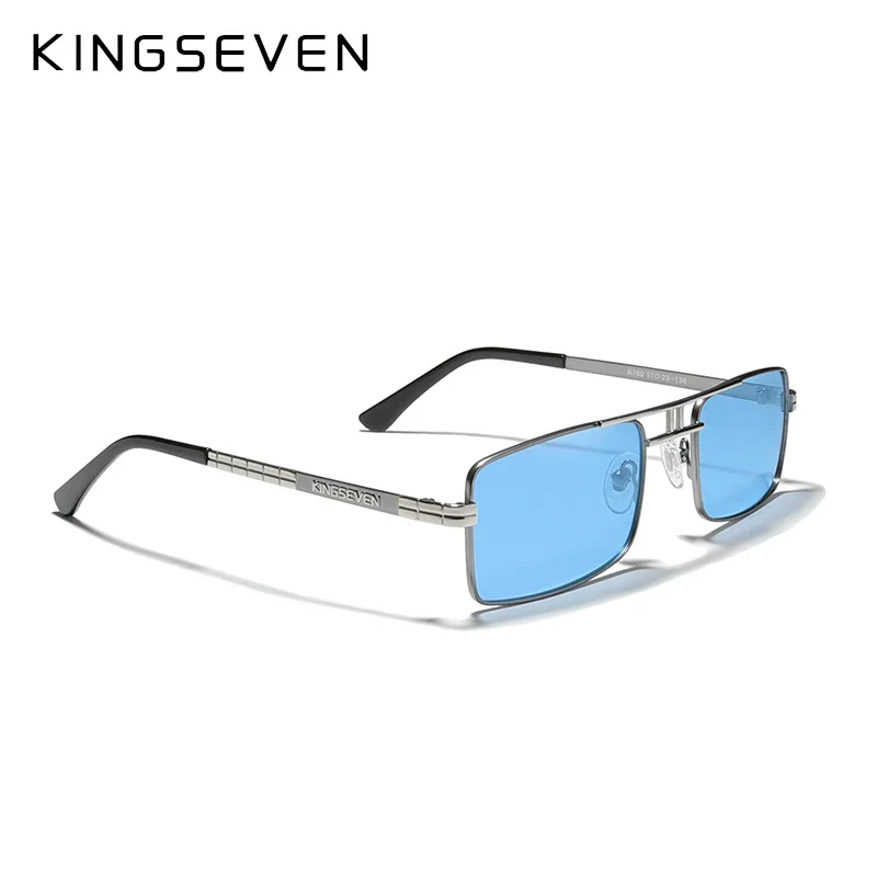 Occhiali da sole polarizzati di marca KINGSEVEN montatura Vintage in acciaio inossidabile Design rettangolare di marca guida pesca occhiali da sole