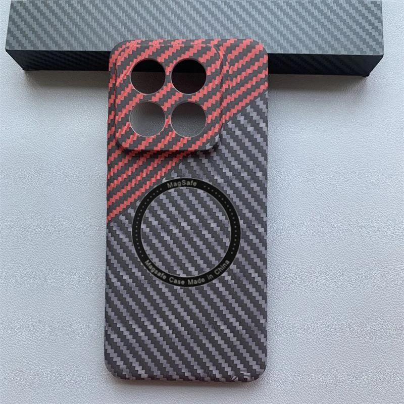 For Xiaomi 14 13T poco F6 x6 12 13 Pro ultra Magsafe case Wireless Charging Cases Carbon Fiber Shockproof Protect magnetic Cover