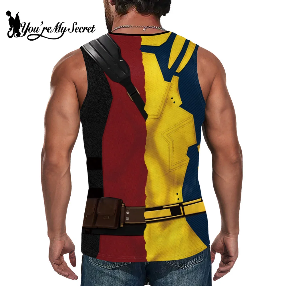 [You\'re My Secret] Deadpool Cosplay Wolverine Cosplay Superhero Printed Vest Comic Compression Workout Bodybuilding Tank Tops