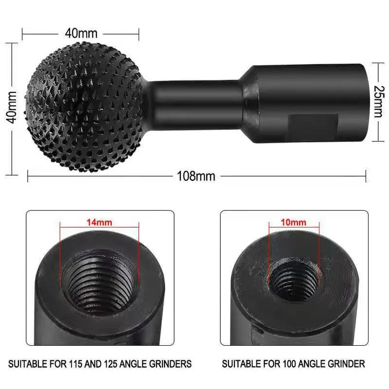 Sphere Rotary Grinding Head Wood Tools Carving Polishing Engraving Drill Bit Ball Gouge Angle Grinder Pit File Tools 10/14m