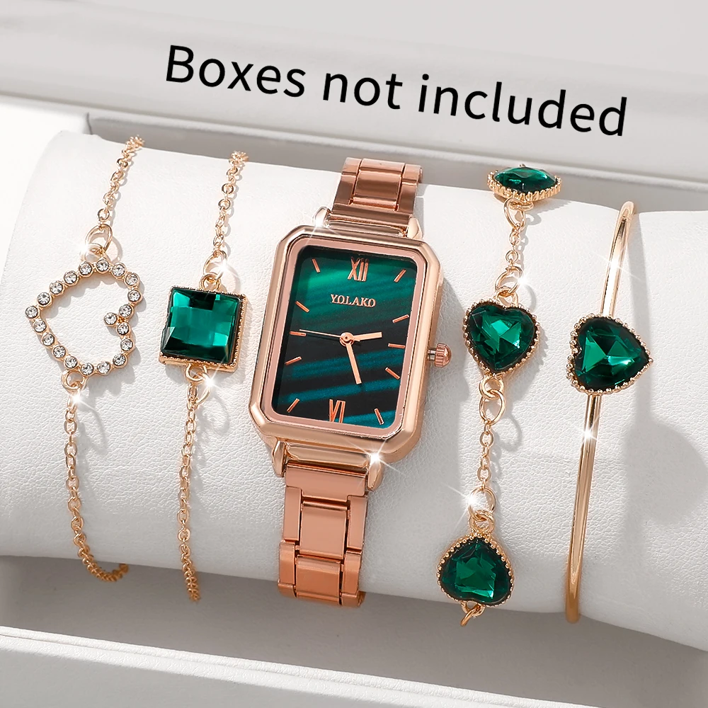 5Pcs Lady‑Style Women's Watch Set, Soft & Youthful, Nice Gift For Eid Al‑Fitr, Halloween, Thanksgiving Day, New Year's Eve