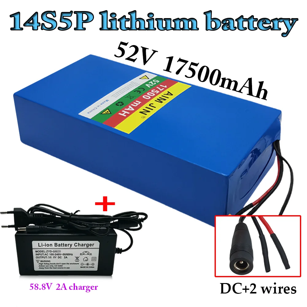 

52V 18650 Lithium Battery Pack 17.5Ah 14S5P for Balance Car Electric Bicycle Scooter Tricycle Built-in BMS，with charger