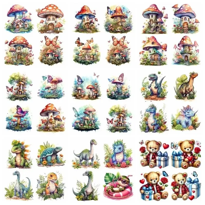 14CM set Cartoon little bear Iron Transfer Sticker Diy A-Level Washable Heat Press Printed  Accessories children Clothing Patch
