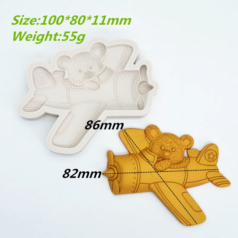 New Bear Airplane Silicone Mold Resin Kitchen Baking Tool Dessert Lace Decoration DIY Cake Chocolate Fondant Moulds Accessories