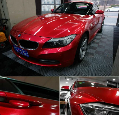 2025 High Quality Glossy Liquid Metallic Gentiana Red Vinyl Wrap Film for Car Body Decoration Bubble Free