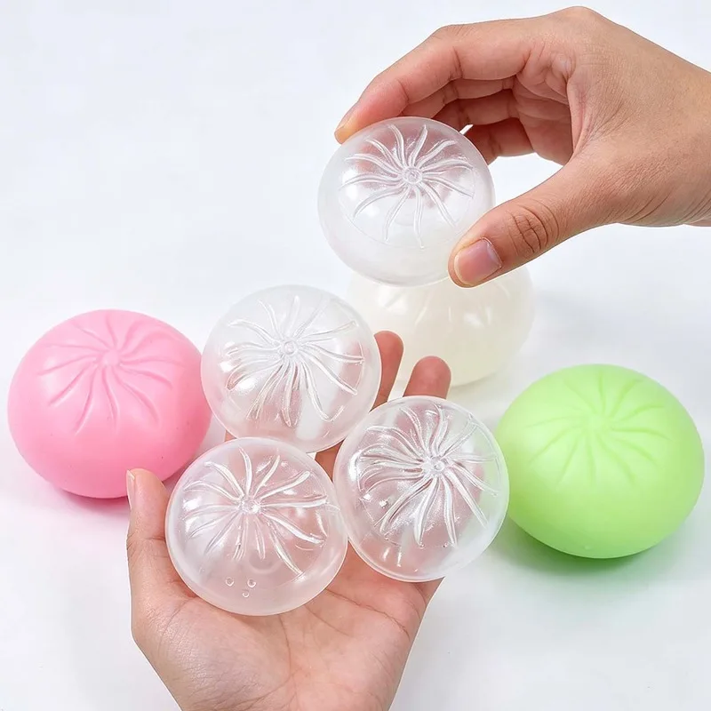 DIY Empty Ball Skin,Foam Bead Fill Flexible Dumpling Squishy,Reusable With Plug Soft TPR Fidget Handmade Ball Skin Craft Supplie