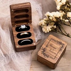 Always & Forever 3 Slot Ring Box For Wedding Ceremony Engraved Engagement Valentine's Day Birthday Gift Display Ring Bearer Waln