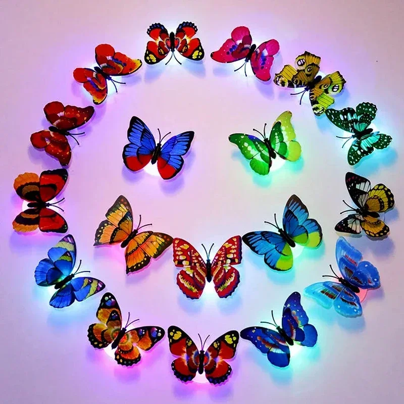 

2/1 Pcs LED Butterfly Night Light DIY Colorful Night Lights Wedding Party Living Room Refrigerator Bedroom Home Festival Decor