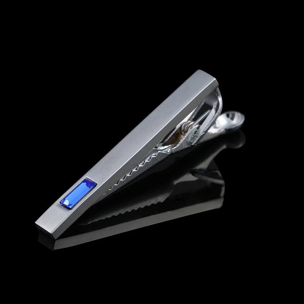 Men's Tie Clip Stainless Steel Tie Clips For Wedding Guest Outfit Polished Shine Crystal Gentleman Formal Necktie