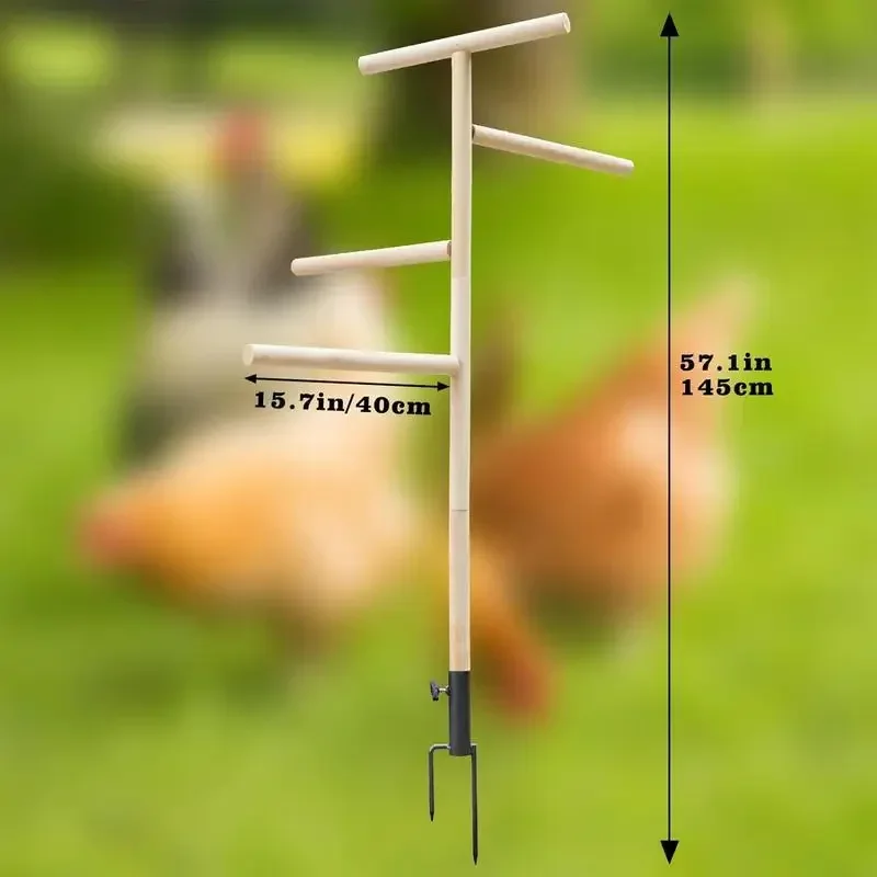 Chicken Standing Perch Outdoor Poultry Chicken Stand Perch Toy Playground Birds Training Branch Perch with Ground Plug For