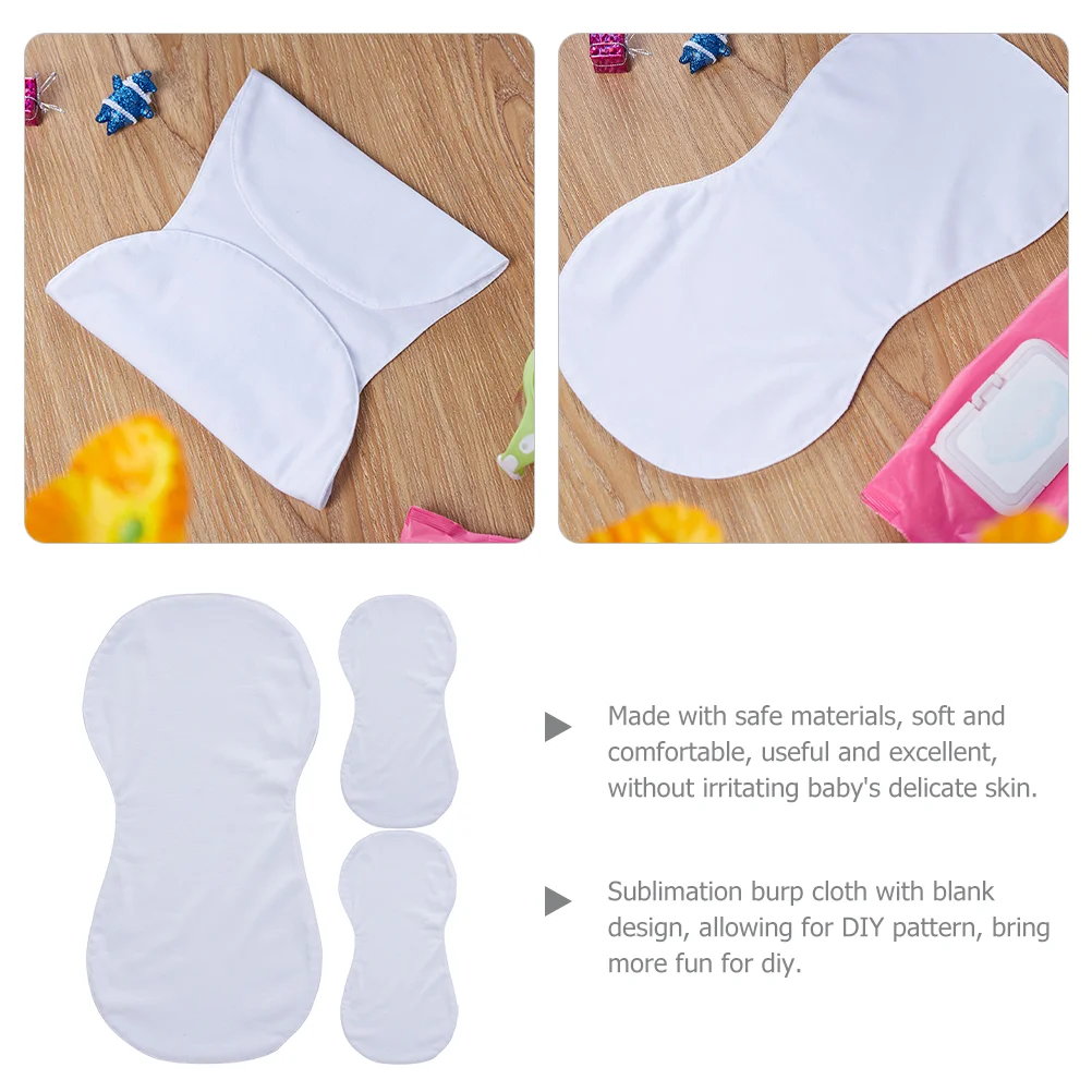 3Pcs Blank Burp Cloth Sublimation Heat Transfer Double Layer 21x40cm Baby Pad Absorbent Drool Cloth For Newborn