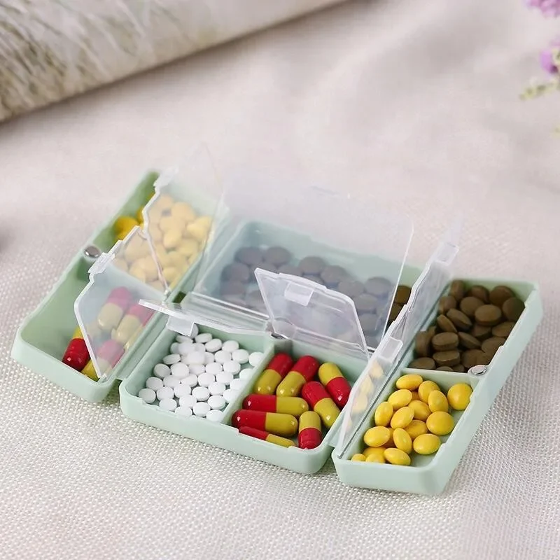 

Portable 7-cell Pill Box, Independent Folding Double-layer Storage Box Storage Case Container Dispenser Organizer Tools
