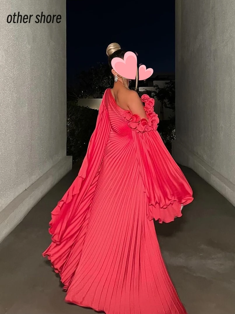 Other Shore Elegant Vintage Sweet Sexy Rose Red Ruffle One Shoulder Customize Formal Occasion Prom Dress Evening Party Gowns