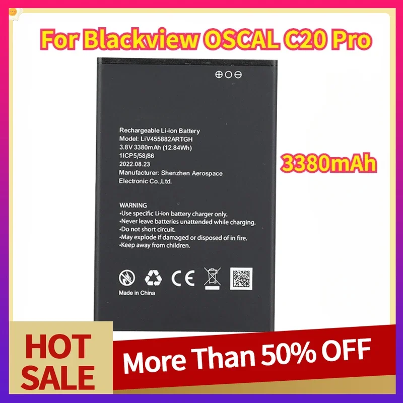 New LiV455882ARTGH Battery 3380mAh 3.8V for Blackview OSCAL C20 Pro Mobile Phone Bateria