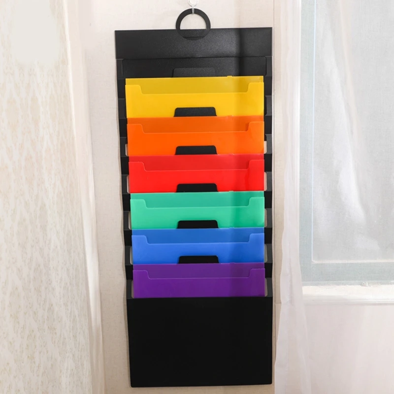 A4 Wall File Holder 6 Tier Expanding Wall Mounted/Hanging Document Paper Organizer Foldable for Daily School Office Use