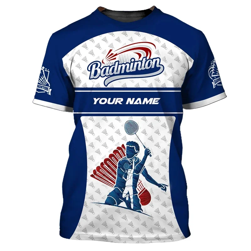 3D Printing Custom Name Men's T Shirt Badminton Pattern Fashion Tees Outdoor Daily Exercise Quick Dry Crew Neck Short Sleeve Top