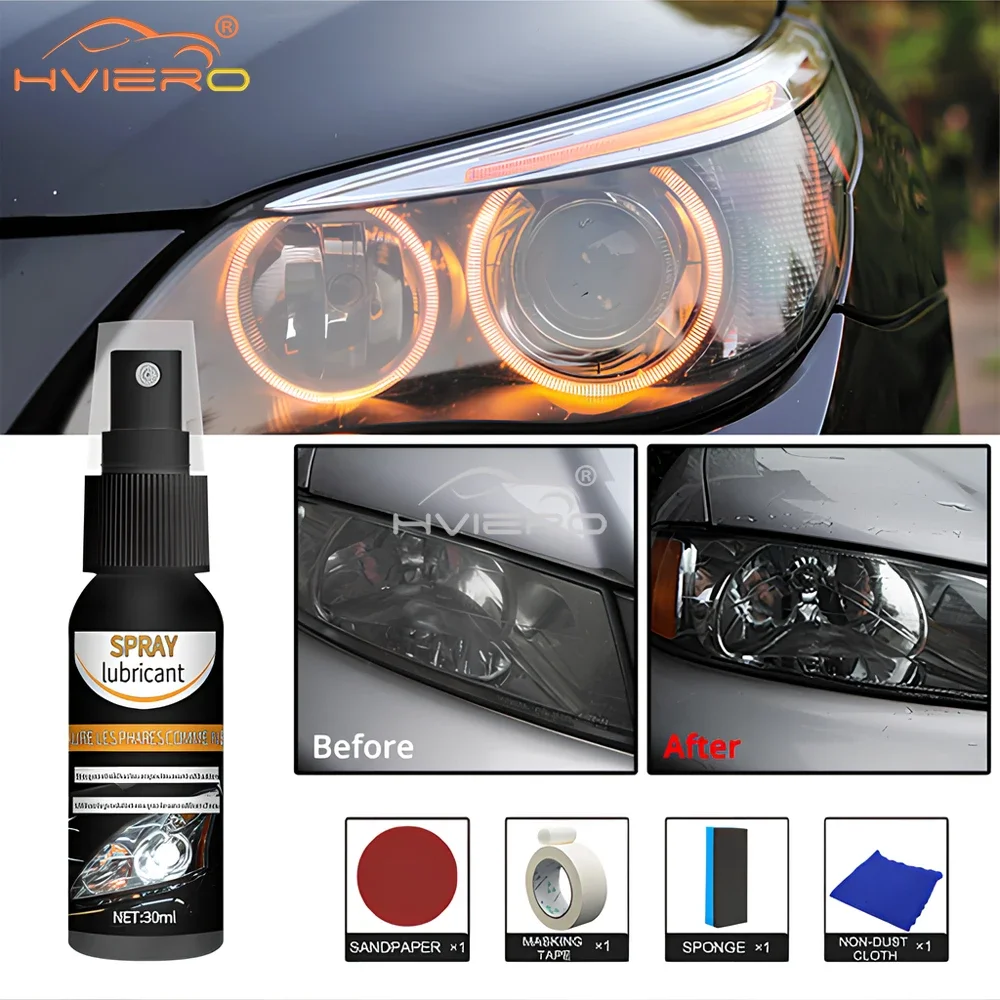 30ml Set Car Headlight Polishing Agent Scratch Remover Repair Fluid Maintenance Renewal Polish Clean Liquid Kit Auto Accessorie