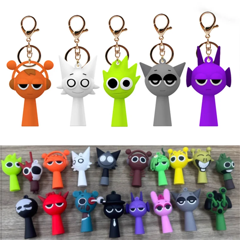 Game Sprunki Keychain Cartoon Sprunki Oren Raddy Gray Brud Vineria Doll Keyring For Men Women Jewelry Fans Gifts