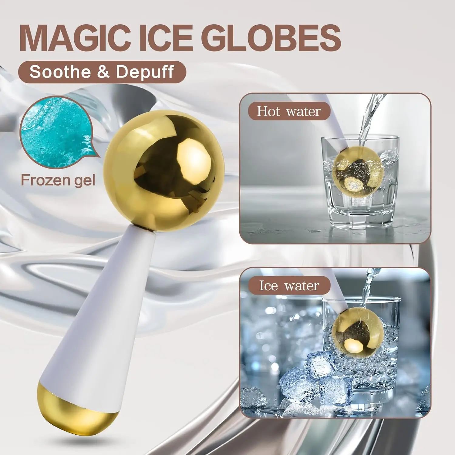 ลูกโลกน้ําแข็งสําหรับใบหน้าตาเหล็ก Hot & Cryo Sticks เครื่องมือนวดหน้า Cooling Roller สําหรับทุกวันความงาม Routines Skin Care ของขวัญ