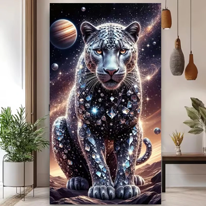 Amazing Black Starry Sky Leopard Diamond Art Kits For Adults Beginners, Diamond Painting Kits For Adults, DIY Full Round Drill